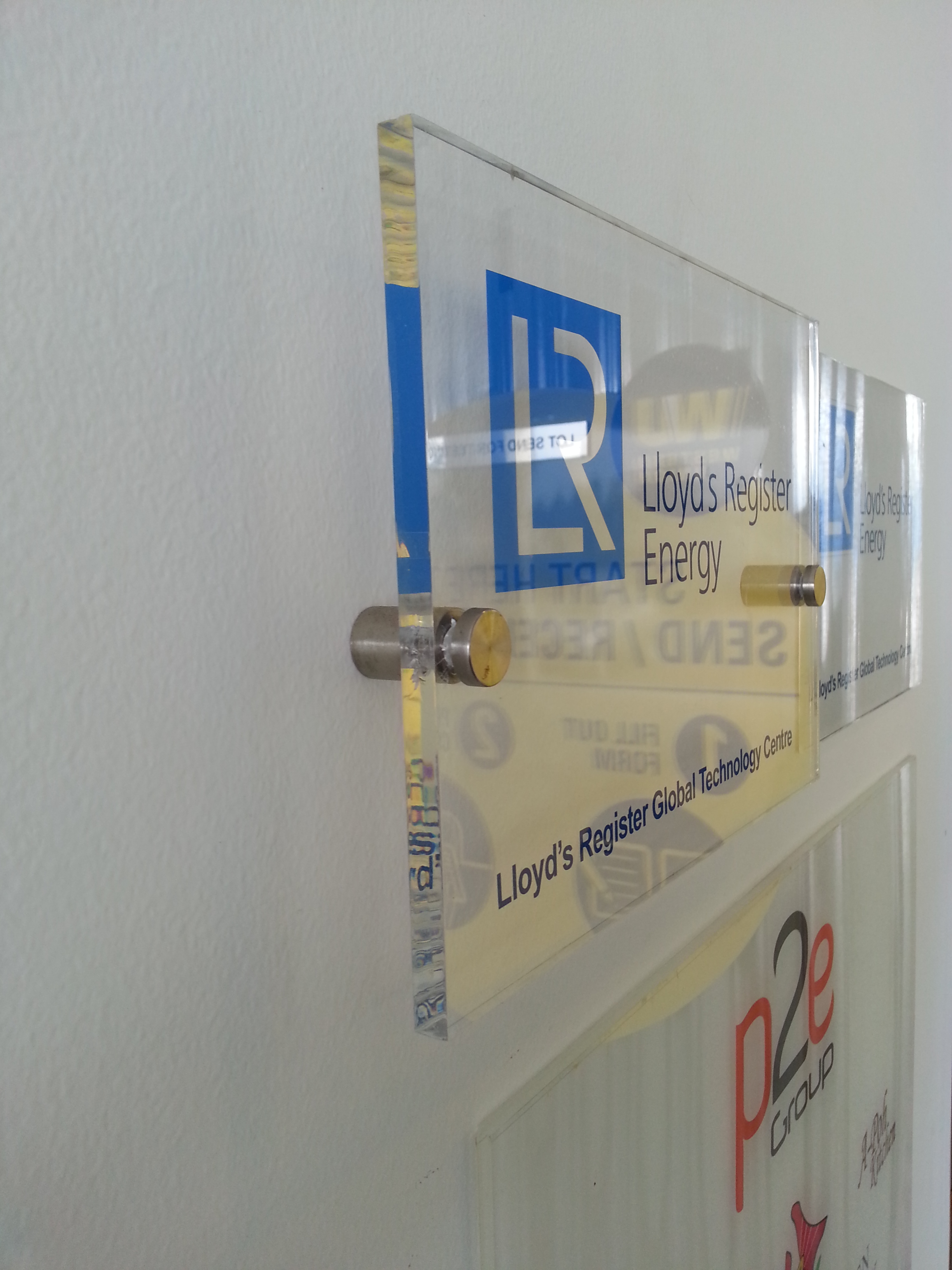 Acrylic With Sticker Pasted Spacer Lloyds Register Energy Singapore 